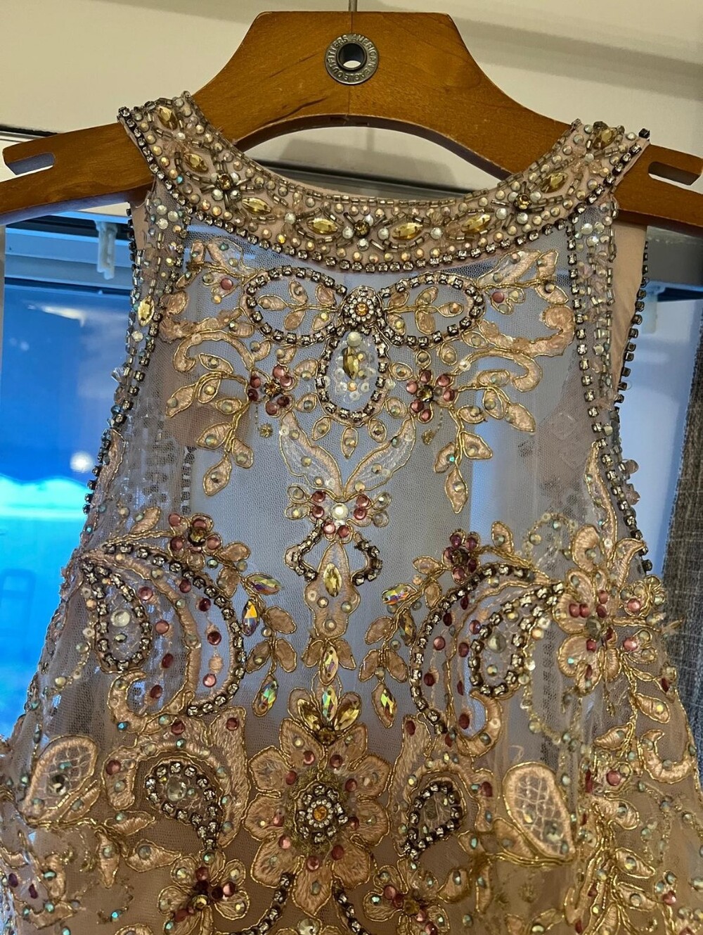 Blush Pink Ball Gown with Embroidered Bodice - Picture 10 of 16